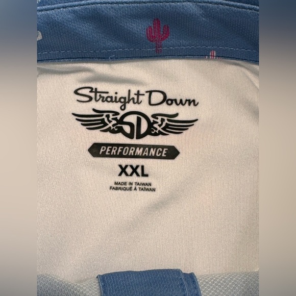 Straight Down Men’s Patriot Golf Performance Polo Size XXL Cactus/Striped - Picture 4 of 11